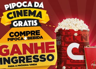 Promoção na Rede Cinemark oferece ingresso grátis na compra de pipoca Cinemark
